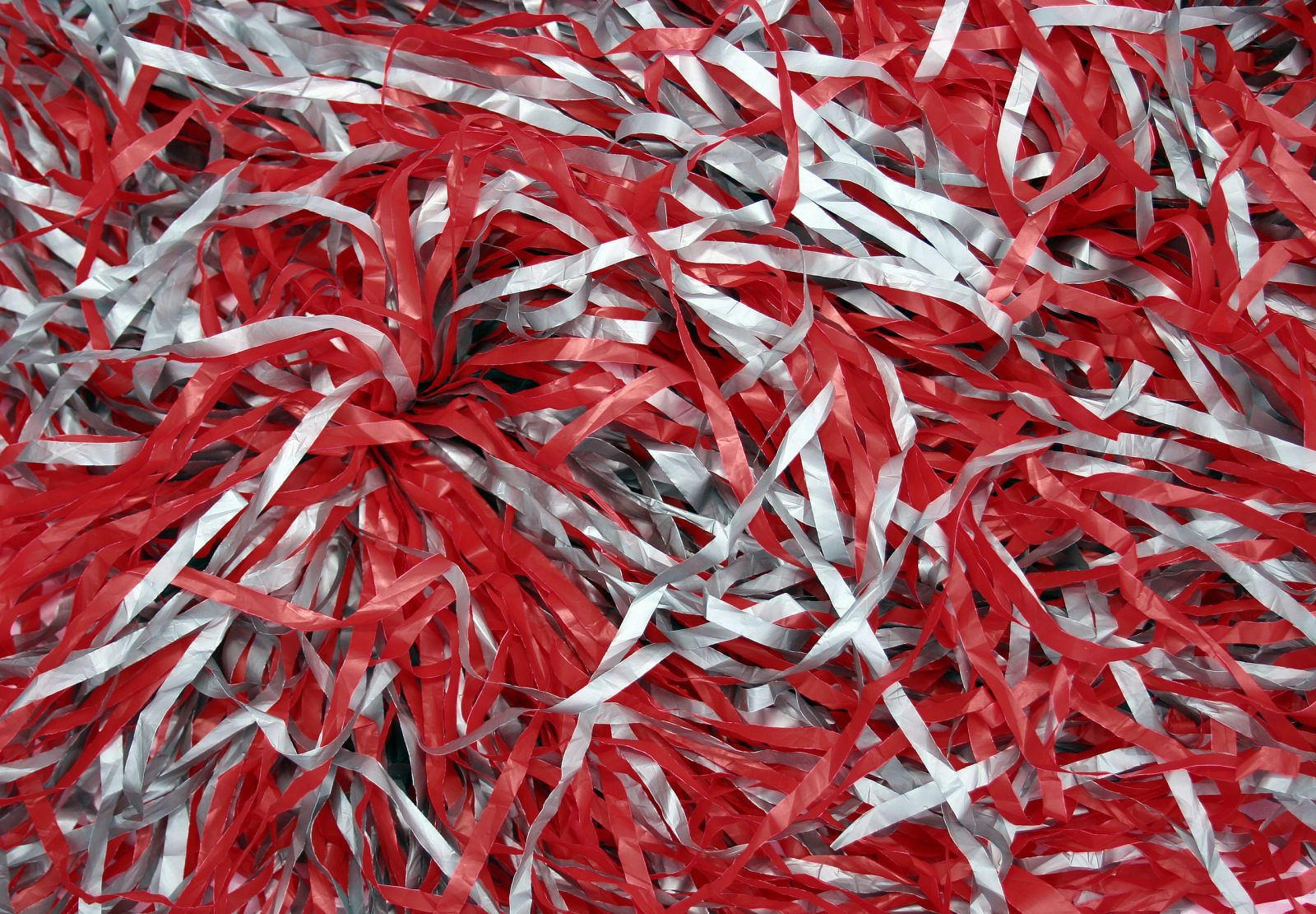 Scarlet and grey pom-poms